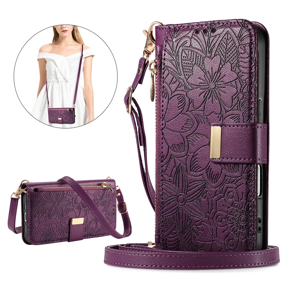Etui portefeuille iPhone cuir or rose