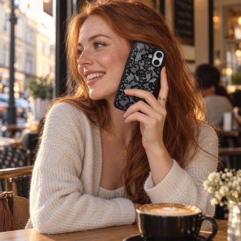 Coque transparente iphone florale noire