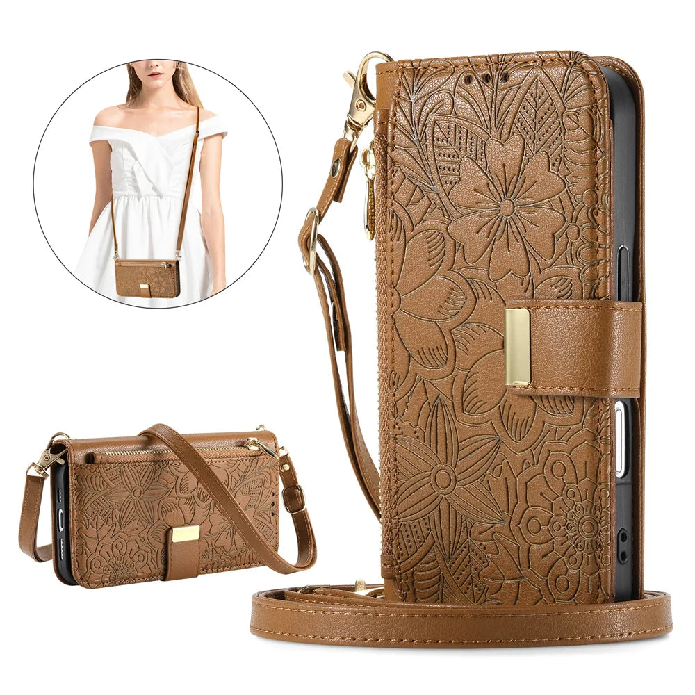 Etui portefeuille iPhone cuir marron