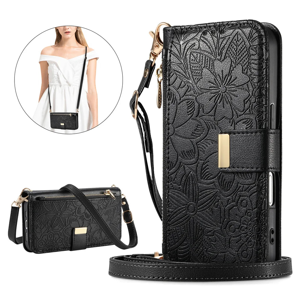 Etui portefeuille iPhone cuir noir