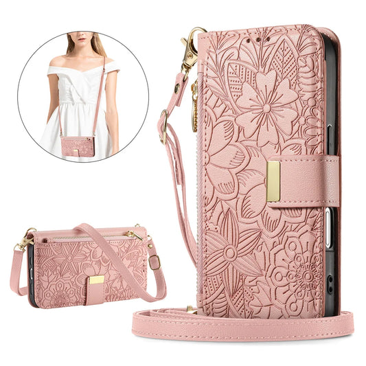 Etui portefeuille iPhone cuir rose