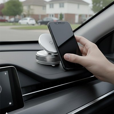 Support téléphone voiture avec fixation stable et recharge sans fil