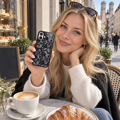Coque transparente iphone motif florale noir