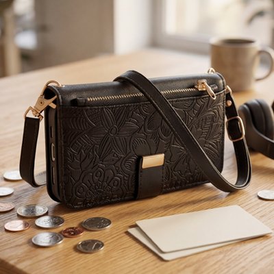etui telephone portefeuille sangle longue